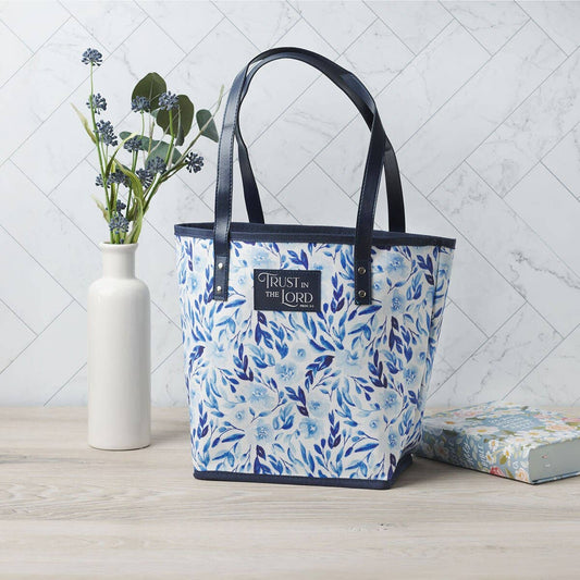 Tote Bag Blue Floral Trust Prov. 3:5