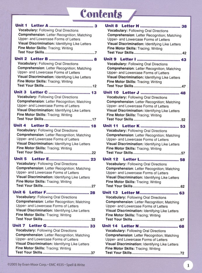 SPELL AND WRITE PRE-K