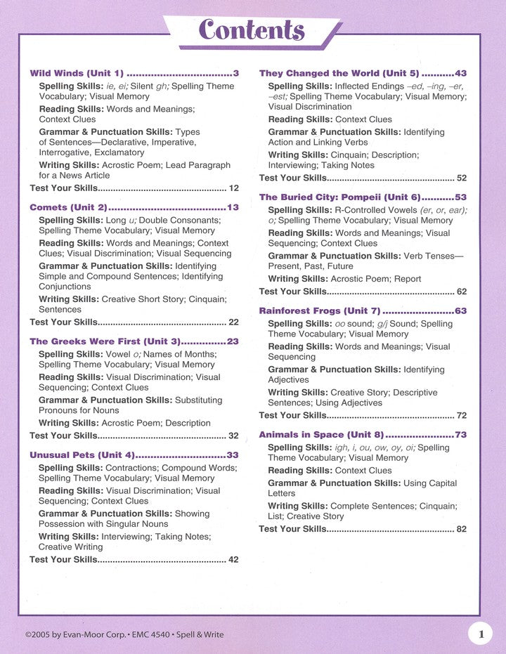 SPELL AND WRITE 4 SKILL SHARPE