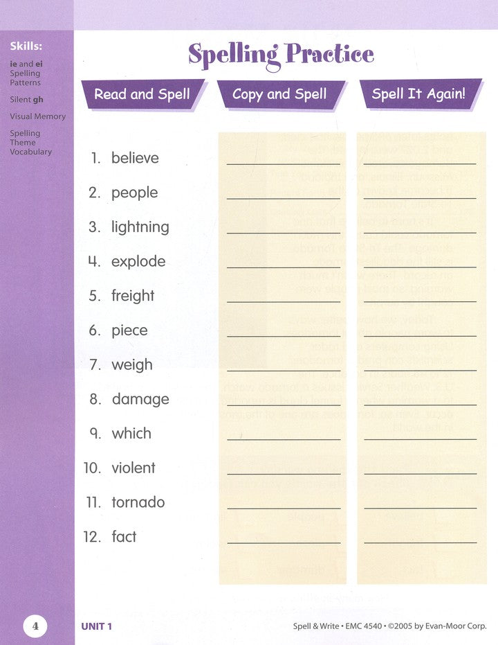 SPELL AND WRITE 4 SKILL SHARPE