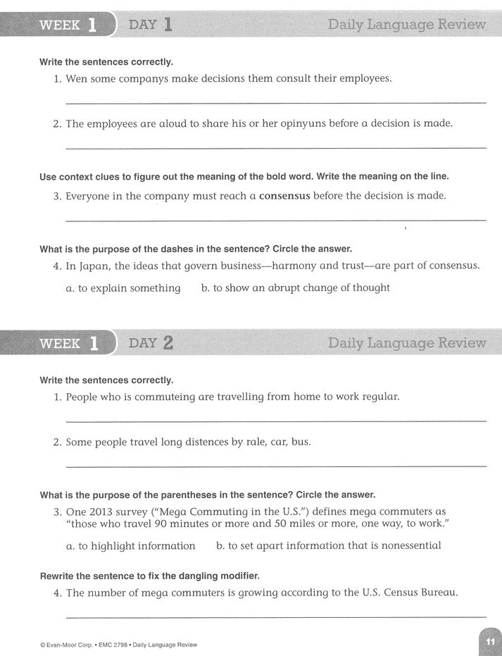 DAILY LANGUAGE REVIEW GR.8