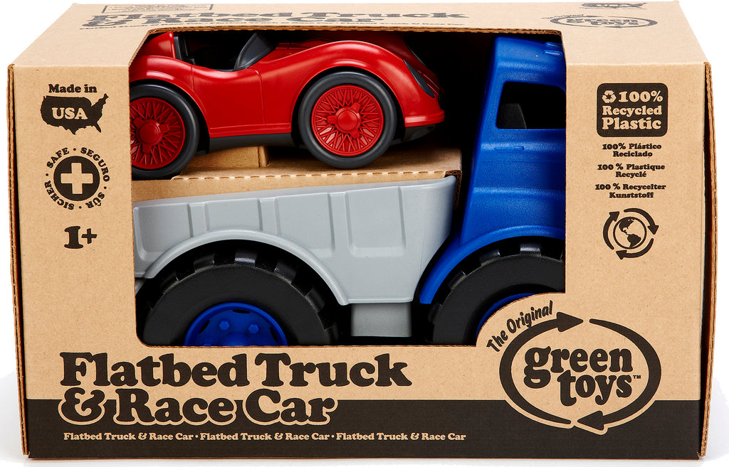 FLATBED TRUCK AND RACE CAR