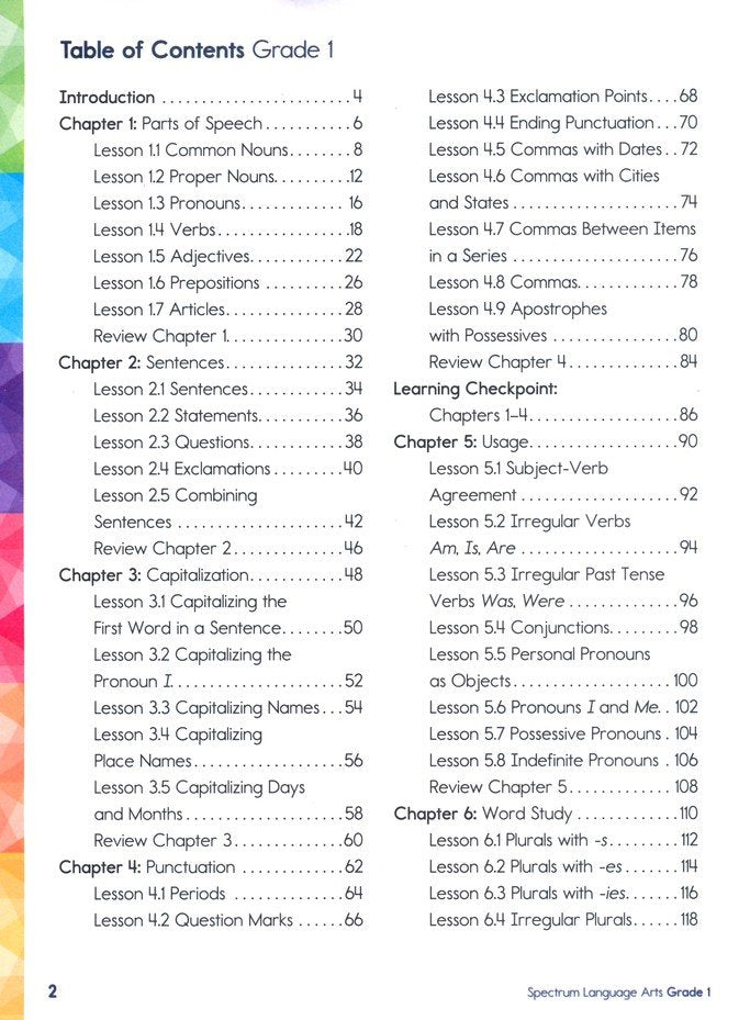 SPECTRUM LANGUAGE ARTS 1 (2015)