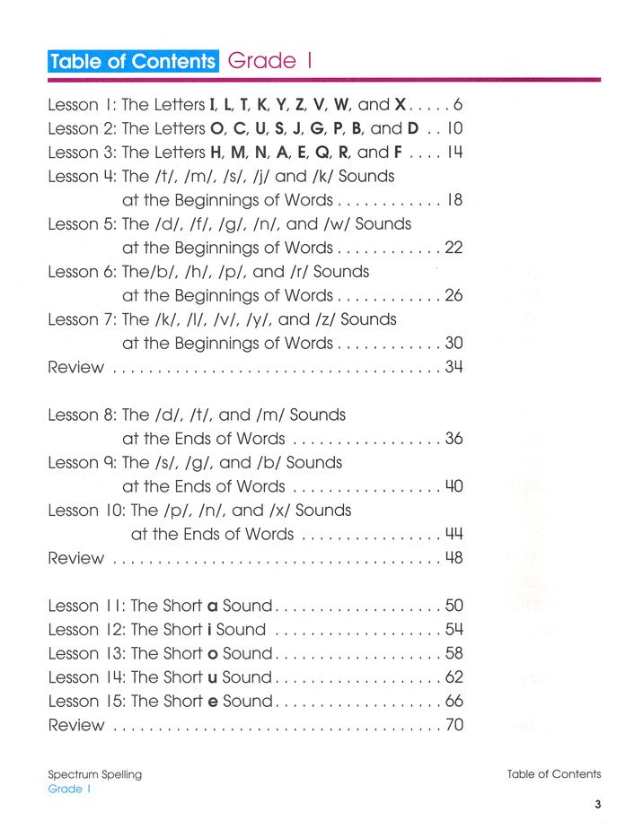 SPECTRUM SPELLING 1 (2015)