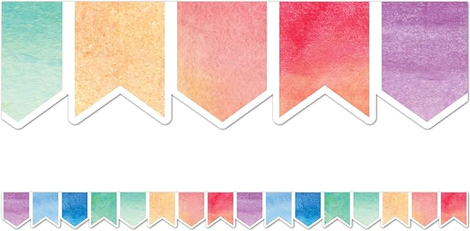 WATERCOLOR PENNANTS BORDER