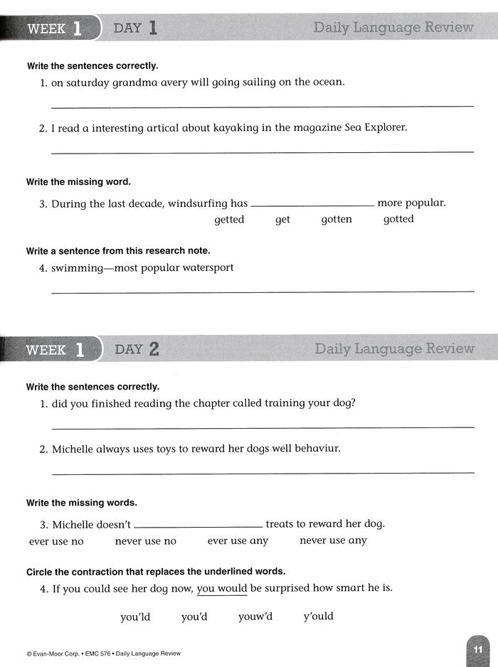 DAILY LANGUAGE REVIEW 6 WORKBOOK