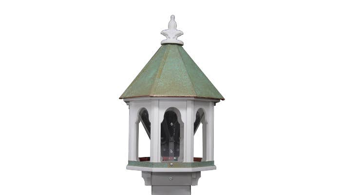 Small Oct Feeder w/cop roof w/verdi finish Item: F8C
