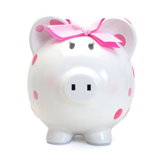 Pink Polka Dot Piggy Bank