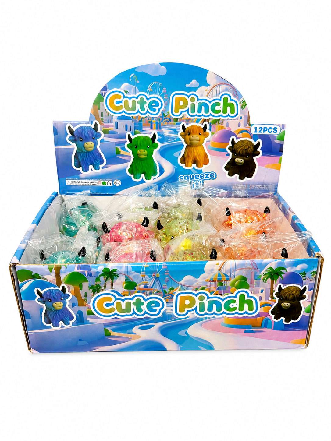 Cute Pinch Glitter Highland Bull Squishy MSS11