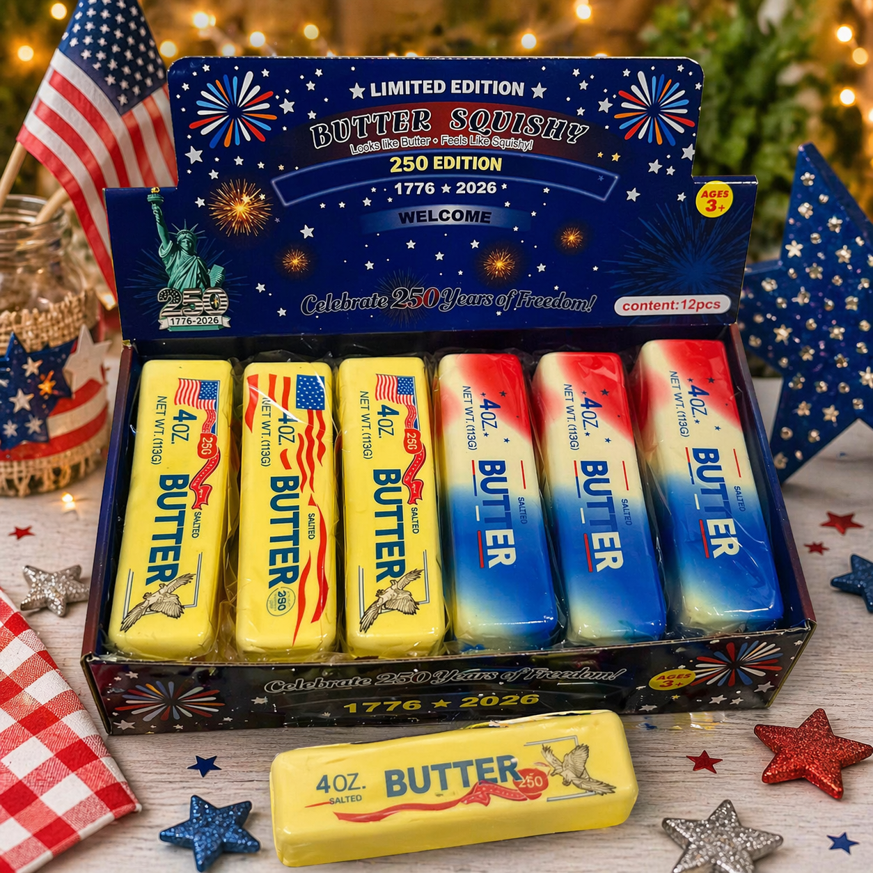 Ultra Squishy Butter – USA 250 Edition 🇺🇸 (Limited Edition) 12 PC PER DISPLAY MSUSBUSA