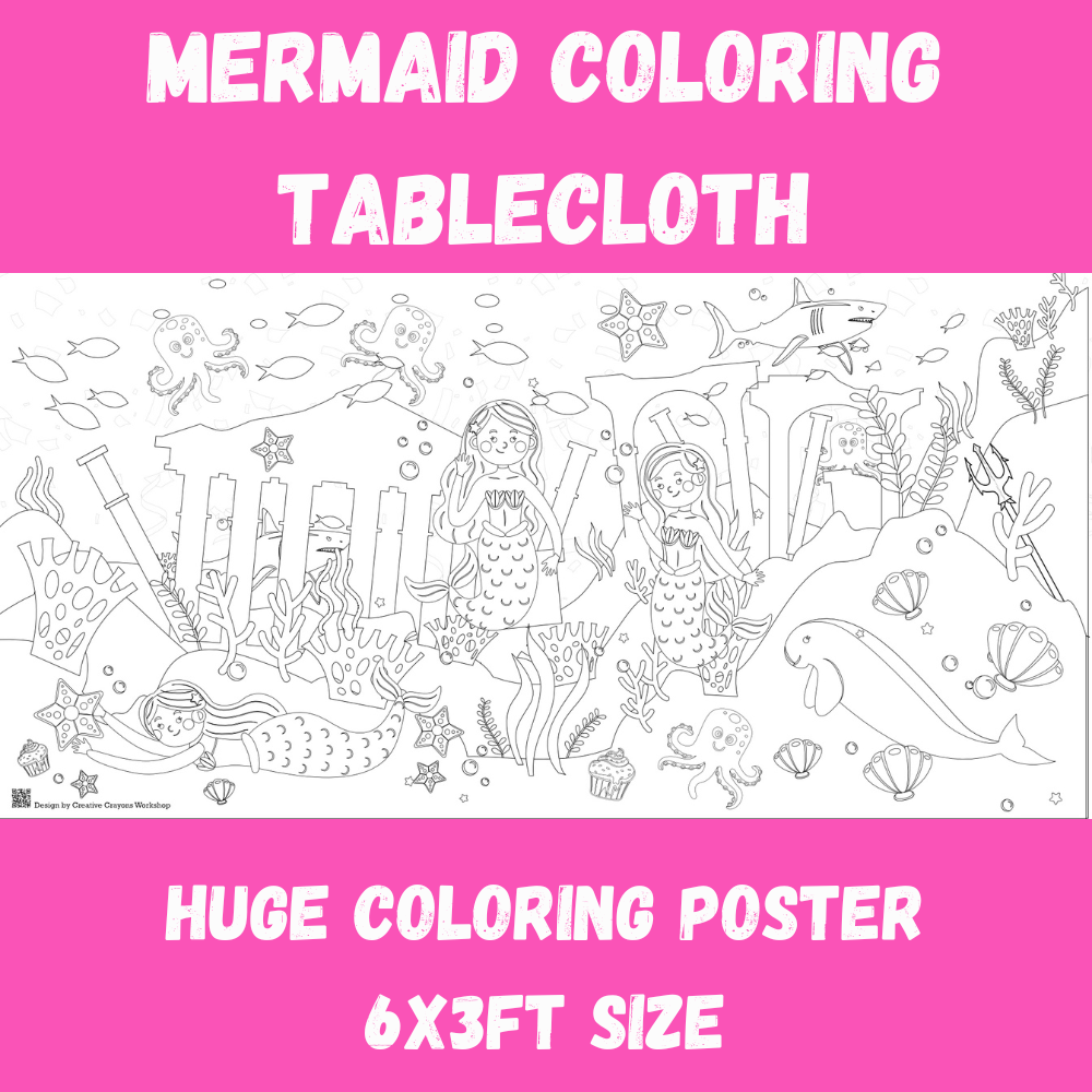 Mermaid Coloring Tablecloth