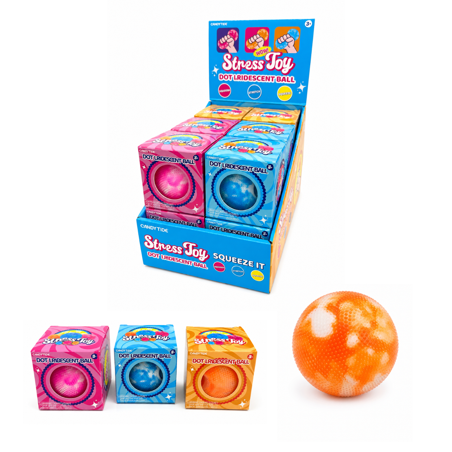 Dot Iridescent Stress Ball PDQ Display (12 Piece) MSND18