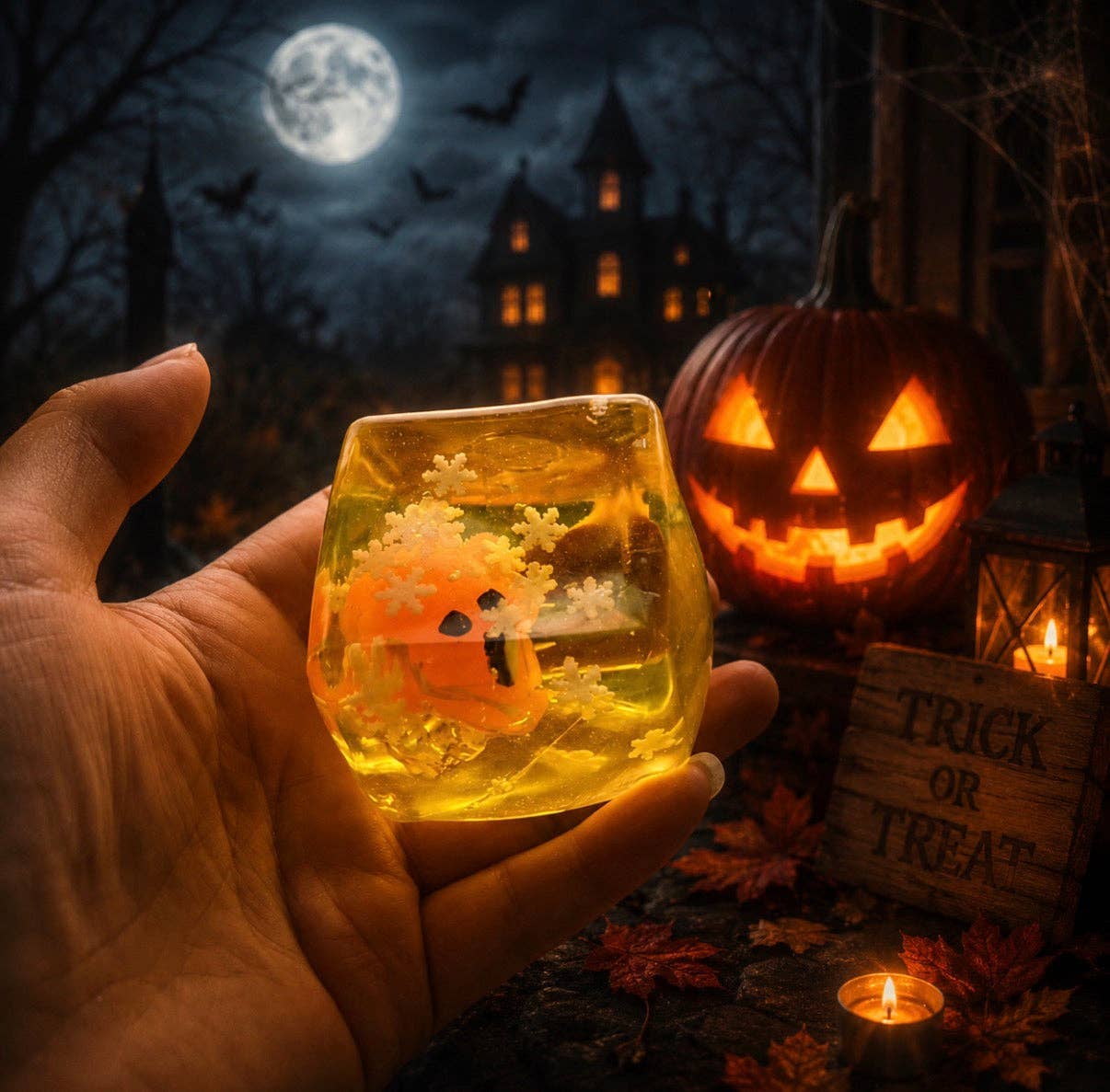 Halloween Glow Cube Squishy: Pumpkin