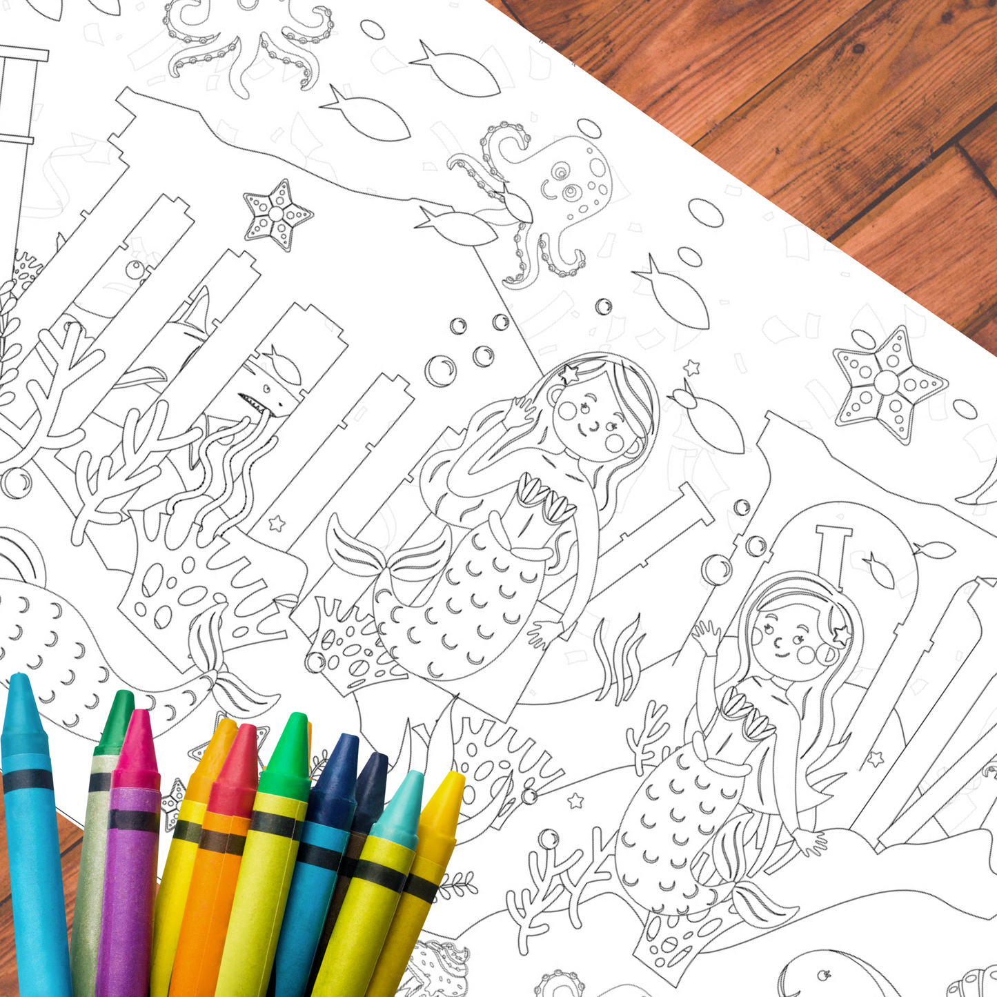 Mermaid Coloring Tablecloth