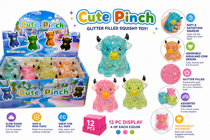 Cute Pinch Glitter Highland Bull Squishy MSS11