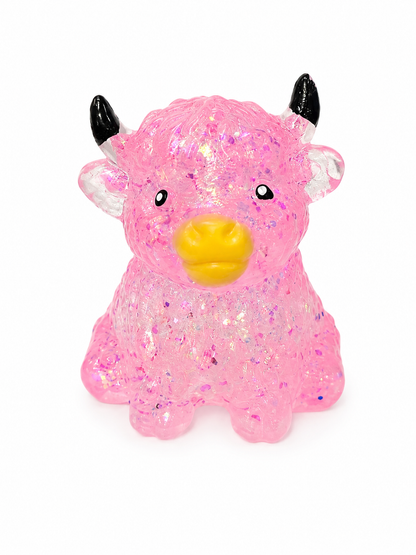 Cute Pinch Glitter Highland Bull Squishy MSS11