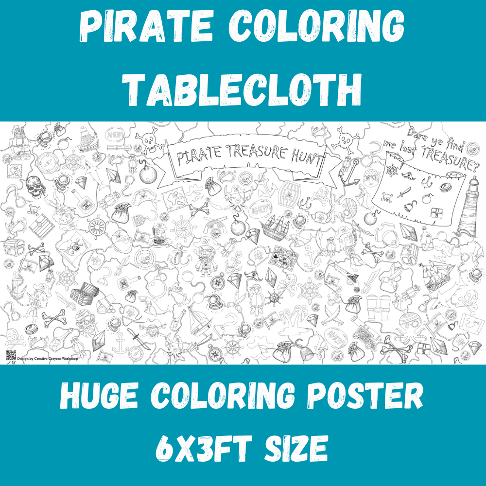 Pirate Seek & Find Coloring Sheet Huge Coloring Tablecloth