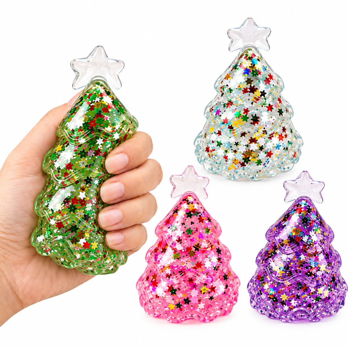 Glitter Christmas Tree Squishy Squeeze Fidget Kids Toy