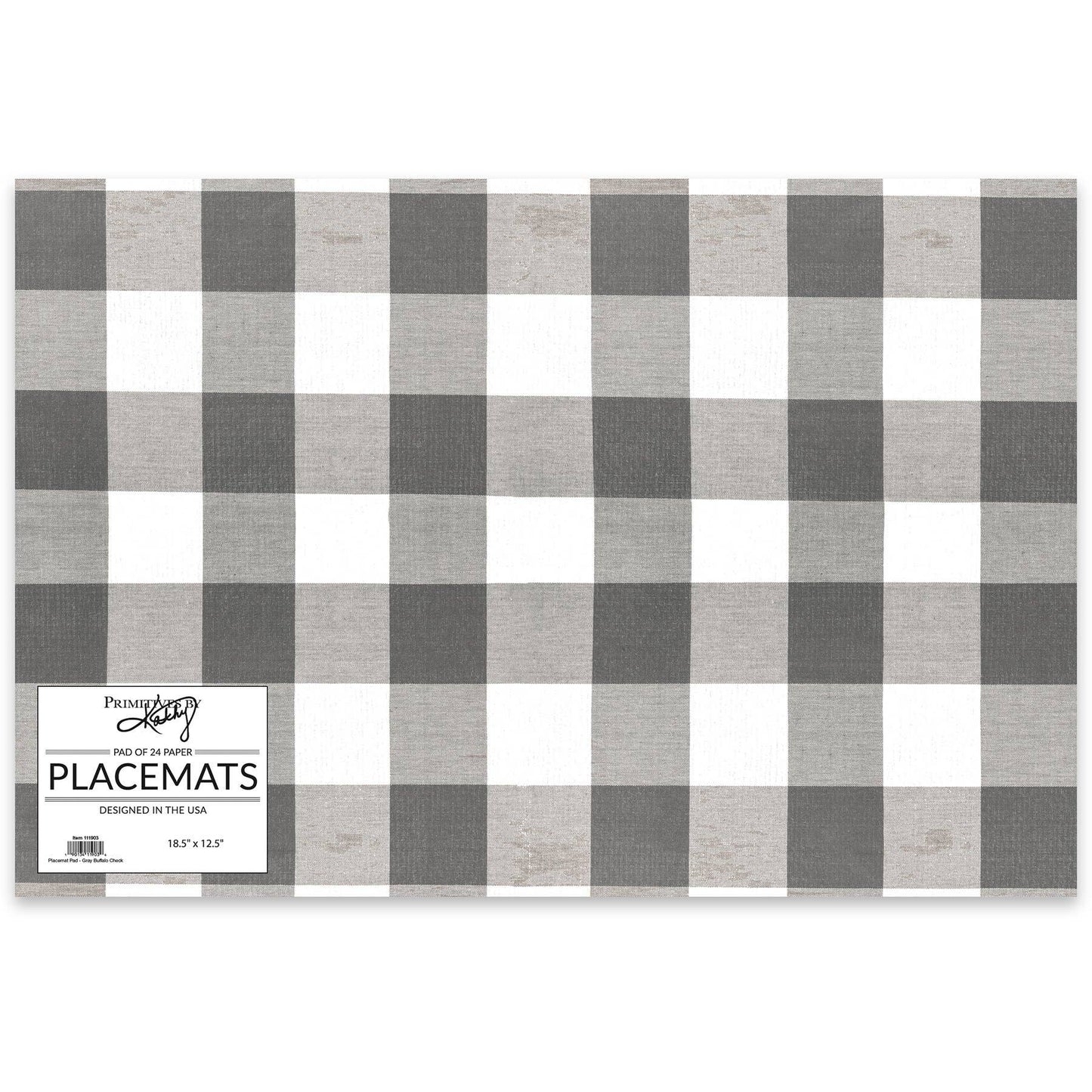 Gray Buffalo Check Paper Placemat Pad