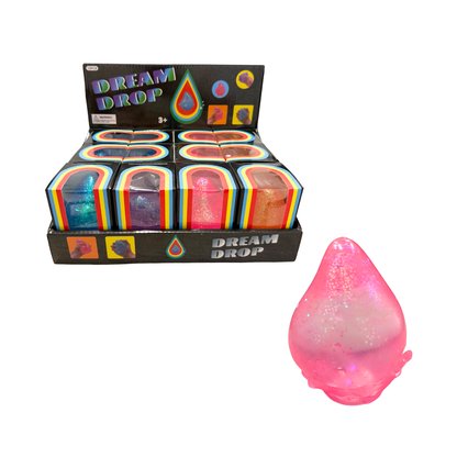 Assorted Colors Glitter Squishy Drop Toy in Display Box (3.5") MSND6