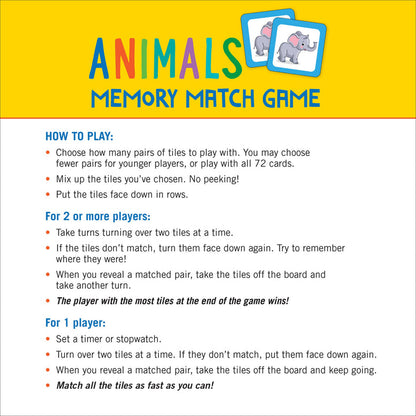 ANIMALS MEMORY MATCH GAME