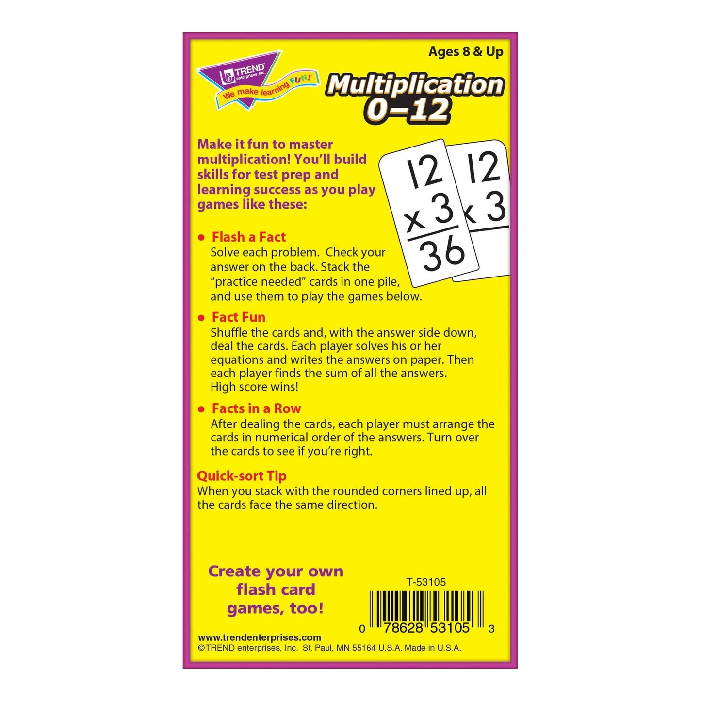 MULTIPLICATION 0-12/FLASH CARD