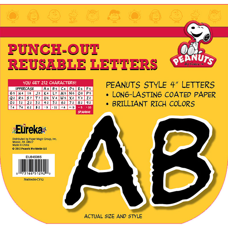 4" PEANUTS BLACK PUNCH OUT LETTERS