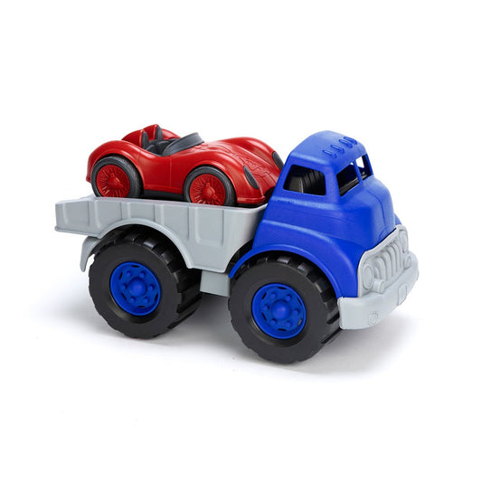 FLATBED TRUCK AND RACE CAR