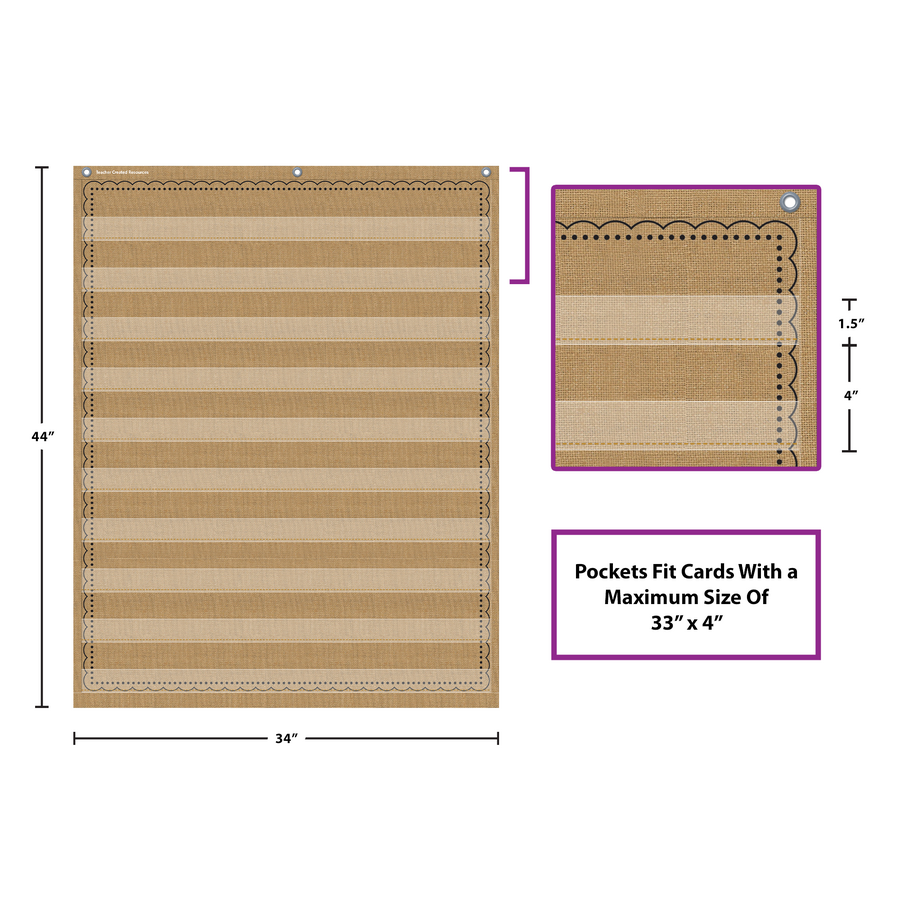 BURLAP 10 POCKET CHART