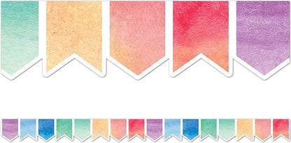 WATERCOLOR PENNANTS BORDER