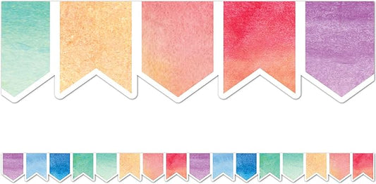 WATERCOLOR PENNANTS BORDER