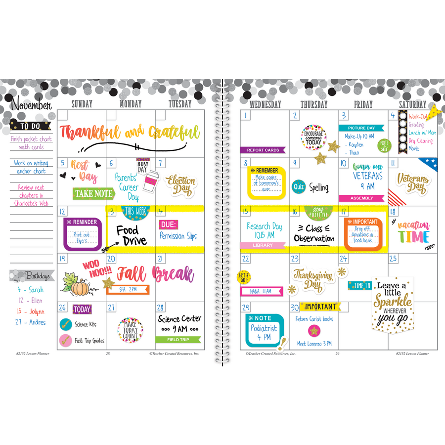 CONFETTI LESSON PLANNER W/ STICKERS