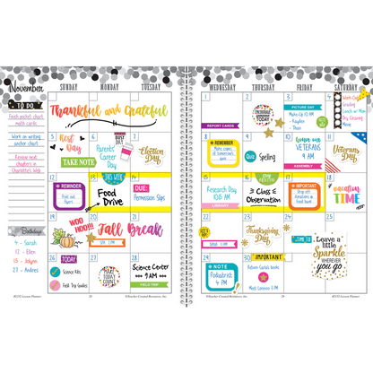 CONFETTI LESSON PLANNER W/ STICKERS