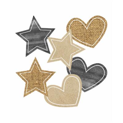 BURLAP STARS AND HEARTS CUT OUT