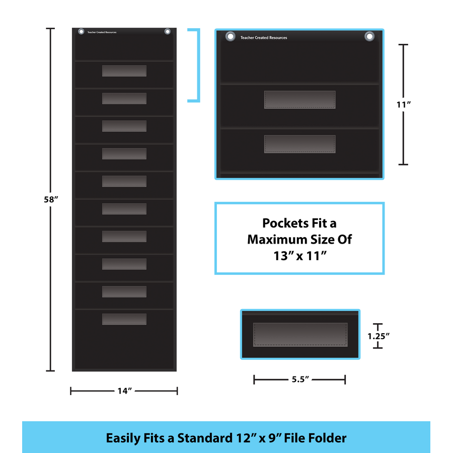 FILE STORAGE POCKET CHARTS BLACK