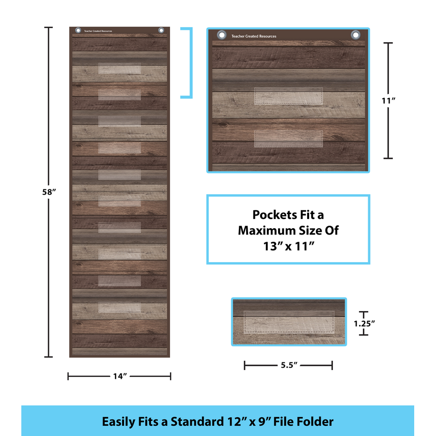 DARK WOOD 10 POCKET CHART