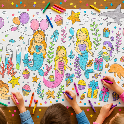 Mermaid Coloring Tablecloth
