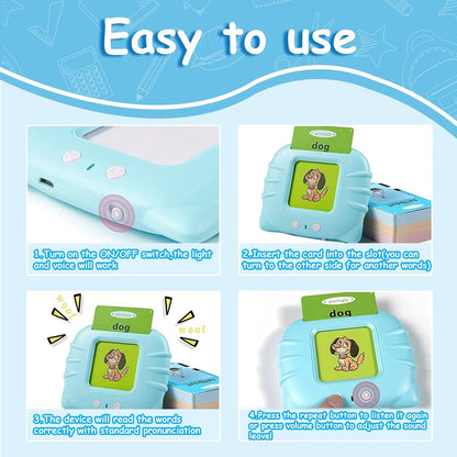 Children Learning Audible Talking Flash Cards For Kids: 1 Pack(Mix & Match Colors)