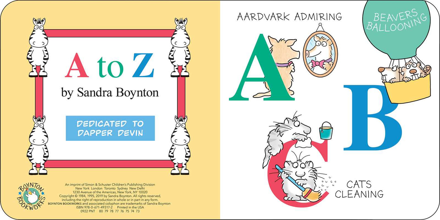 A to Z by Sandra Boynton: Board Books; 16 pages / English