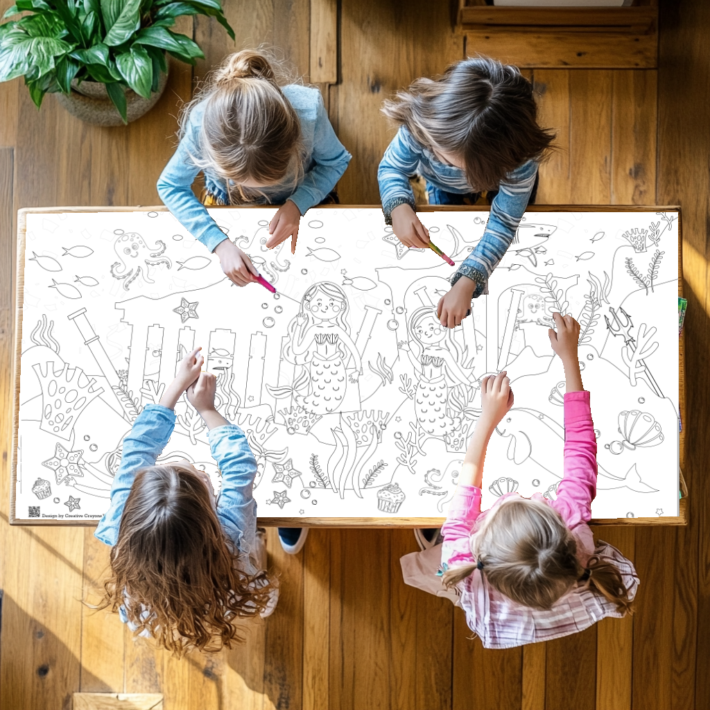 Mermaid Coloring Tablecloth